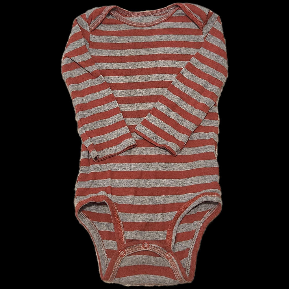 Striped Red and Gray Kids One Piece